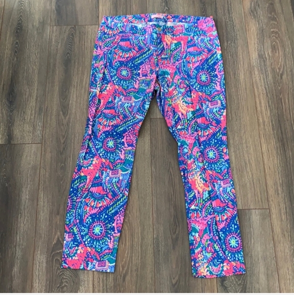 Lilly Pulitzer No Prob Llama Kelly Pants, Size 12 - Picture 1 of 3